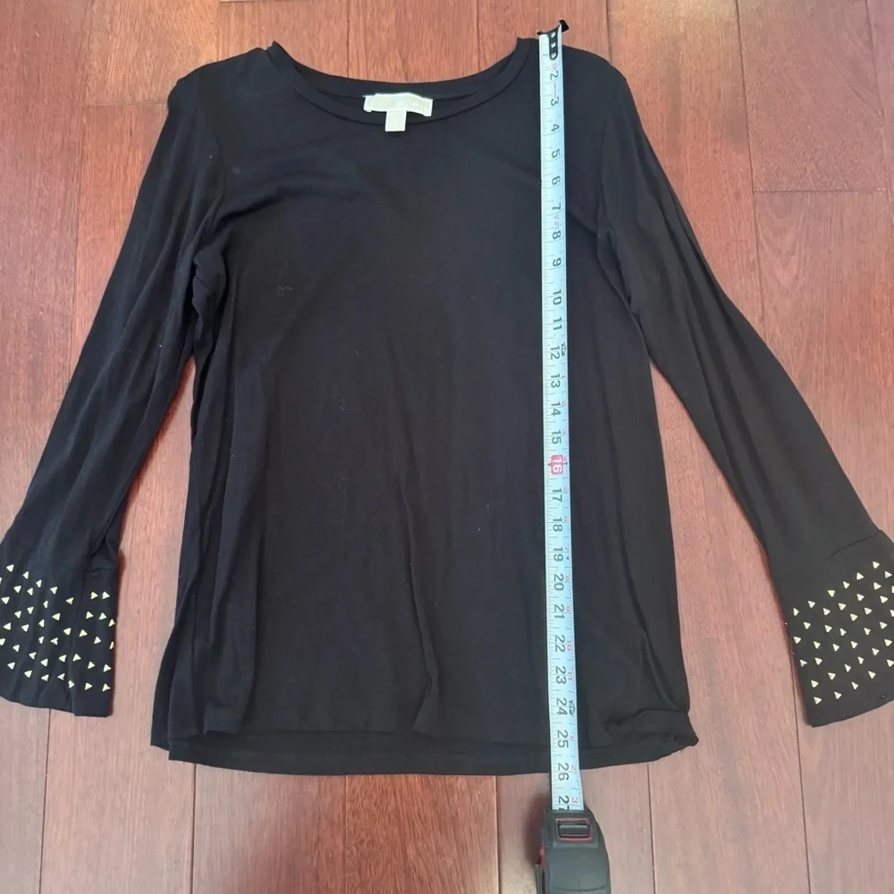 Michael Kors Black Long Sleeve Top with Gold Accents